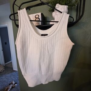 Quince White Textured Knit Tank Top